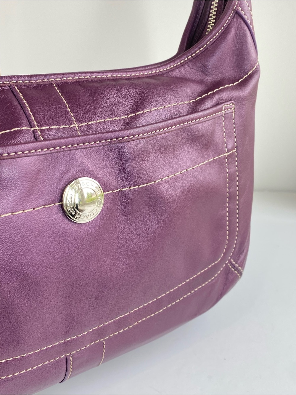 Coach RARE Y2k Tattersal Ergo Hobo Shoulder Bag All Leather - Picture 10 of 14